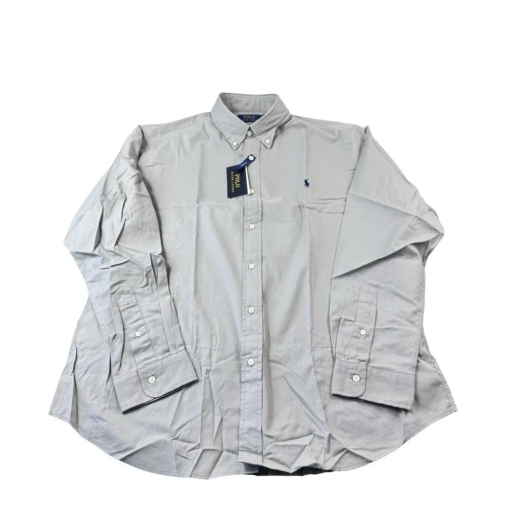 Polo Ralph Lauren Gray Stretch Cotton Blend L/S Button Down Mens Shirt XL NWT